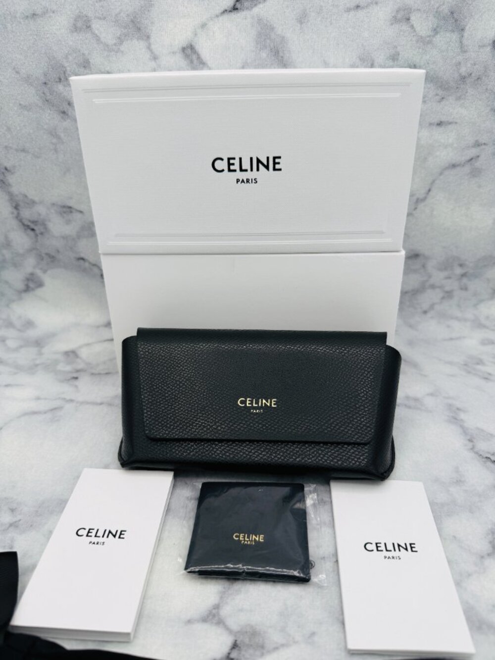 CELINE Sunglasses Case,White Box,Black Wide Case,Drawstring Bag,Boxed,Cloth,Card - Picture 3 of 12